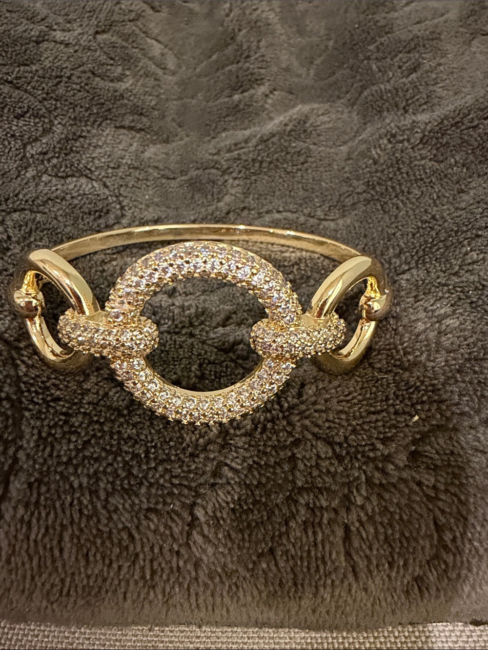 Pavé Circle Link Gold Bracelet with Crystal Accents